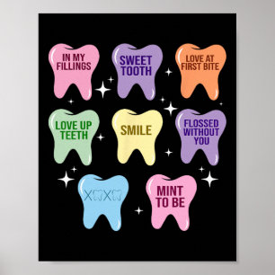 Póster Feliz Corazón de San Valentín Dientes Dentista Hig