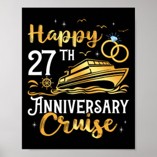 Póster Feliz crucero de aniversario 27 Bodas de Oro