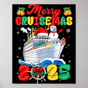 Póster Feliz Crucero de Navidad 2025 Santa Navideño Groov