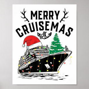 Póster Feliz Crucero de Navidad Diversión en Crucero Fami