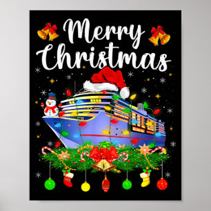 Póster Feliz Crucero de Navidad Iluminación de Navidad Sa