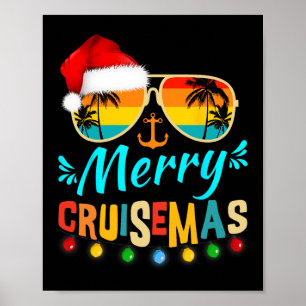 Póster Feliz Crucero de Navidad Santa Reno Crucero