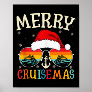Póster Feliz Crucero de Navidad Vacaciones Crucero Navide
