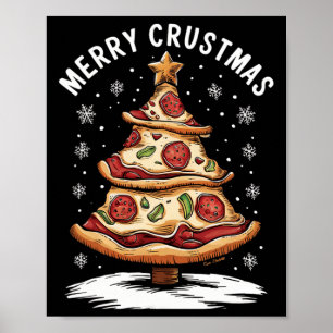 Póster Feliz Crustmas Pizza Árbol de Navidad Navidad Navi