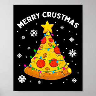 Póster Feliz Crustmas Pizza Árbol de Navidad Regalos de N