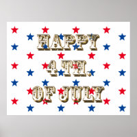 Feliz cuarto de julio, oro, estrellas azules rojas