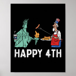 Póster Feliz Cuarto Estatua de la Libertad Tío Sam Divert