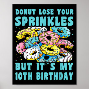 Póster Feliz cumpleaños 10 donut de 10 años cumpleaños 10