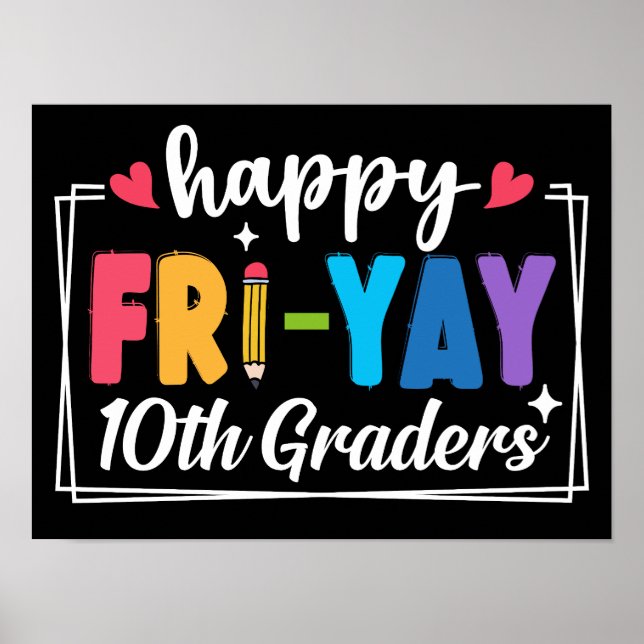 Póster Feliz cumpleaños 10° graduados estudiante profesor (Frente)