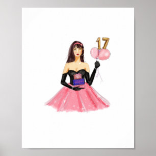 Póster Feliz cumpleaños 17