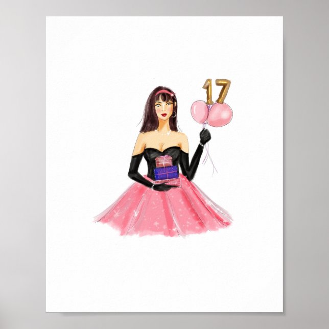 Póster Feliz cumpleaños 17 (Frente)