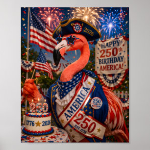 Póster Feliz cumpleaños 250 a América Flamenco 4 de julio