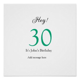 Póster Feliz cumpleaños 30 letras negritas verdes negras
