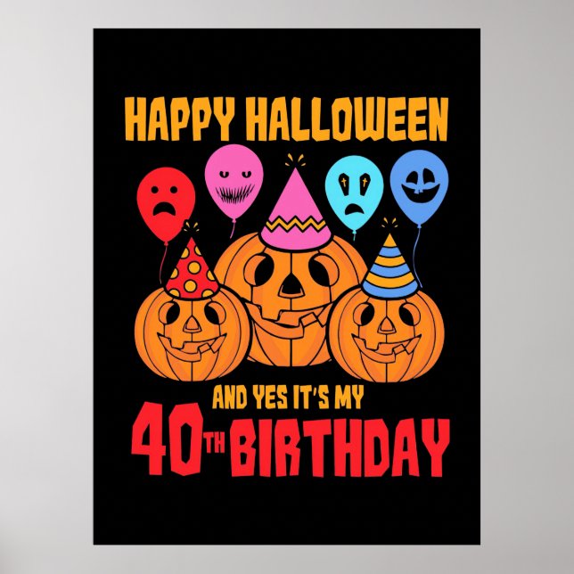 Póster Feliz cumpleaños 40 de Halloween (Frente)
