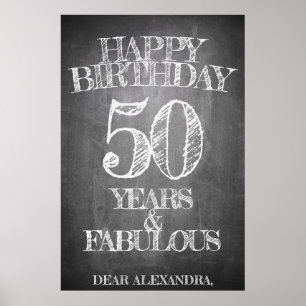 Póster Feliz Cumpleaños - 50 Años y Fabuloso