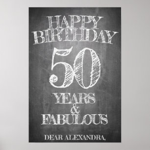 Póster Feliz cumpleaños - 50 años y fabuloso