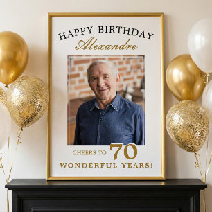 Póster Feliz Cumpleaños 70 Personalizado Foto Cartel de F
