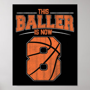 Póster Feliz cumpleaños 8 niños de baloncesto de 8 años E