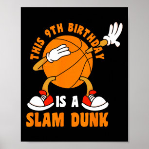 Póster Feliz cumpleaños 9 años Dab Bysketbyll 9º Bir