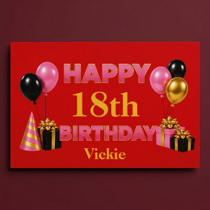 Póster Feliz Cumpleaños a Cualquier Edad Rojo