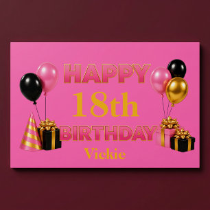 Póster Feliz Cumpleaños a Cualquier Edad Rosa