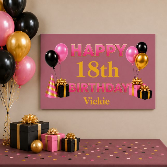 Póster Feliz Cumpleaños a Cualquier Edad Rosa Dorado (Subido por el creador)
