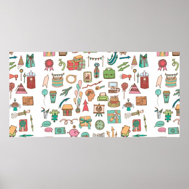 Póster Feliz cumpleaños a los elementos de la oficina en  (Frente)