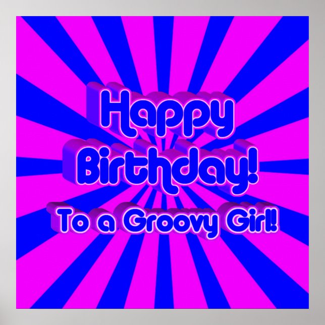 Póster ¡Feliz cumpleaños a un Chica Groovy! (Frente)