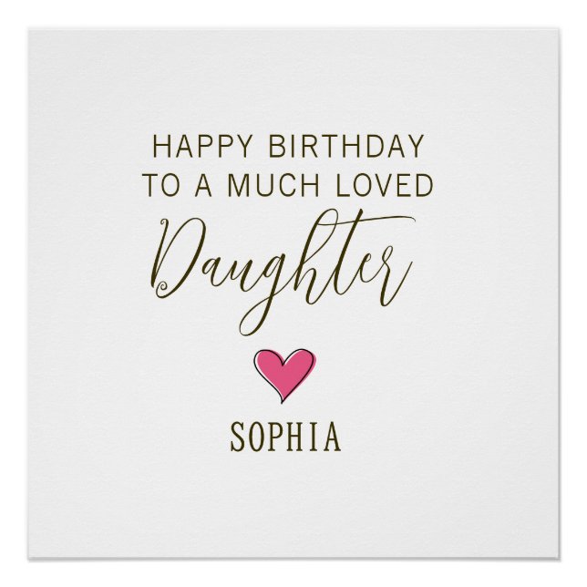 Póster Feliz Cumpleaños a una Hija Muy Querida – Personal (Anverso)