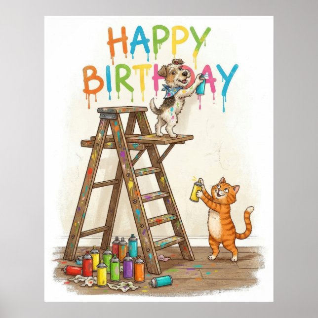 Póster Feliz Cumpleaños Adorable (Frente)