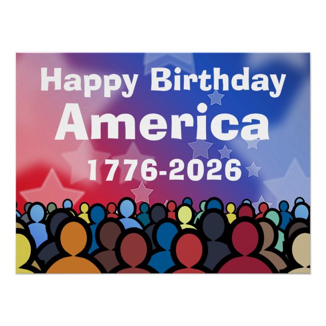 Póster Feliz cumpleaños América 1776 a 2026 (Anverso)