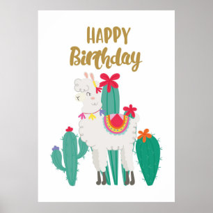 Póster Feliz Cumpleaños Cactus