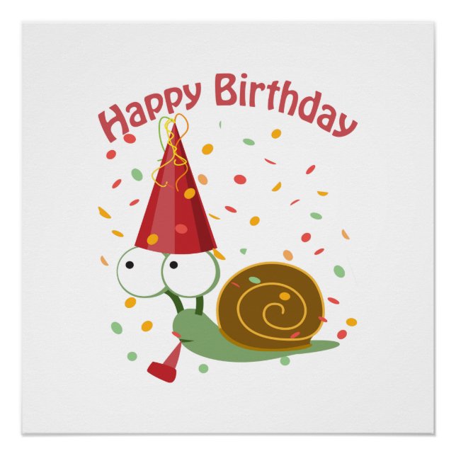 Póster ¡Feliz cumpleaños! Caracol Confetti (Anverso)