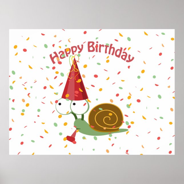 Póster ¡Feliz cumpleaños! Caracol Confetti (Frente)