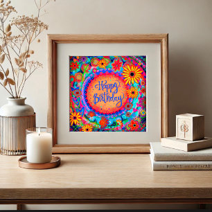 Póster Feliz cumpleaños celebra la colorida inespirituali