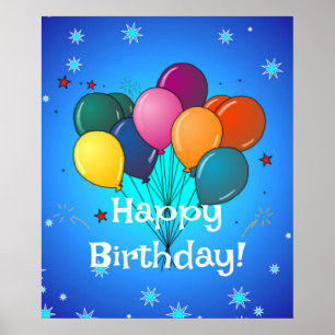Póster Feliz cumpleaños, celebración festiva de cumpleaño