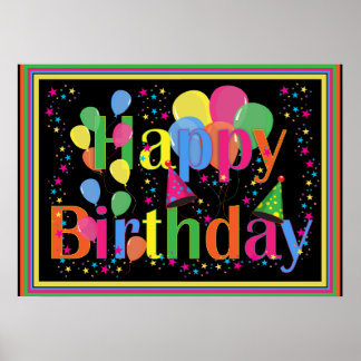 Póster Feliz cumpleaños, colorido Poster de la celebració