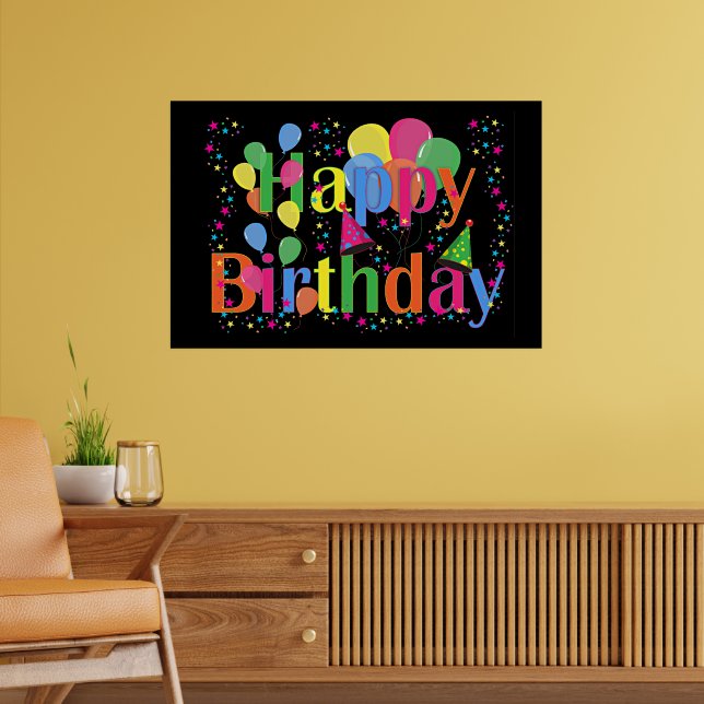 Póster Feliz cumpleaños, colorido y festivo, (Salón 2)