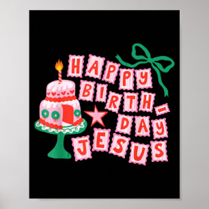 Póster Feliz Cumpleaños Cristiano Jesús Navidad Preppy Cu
