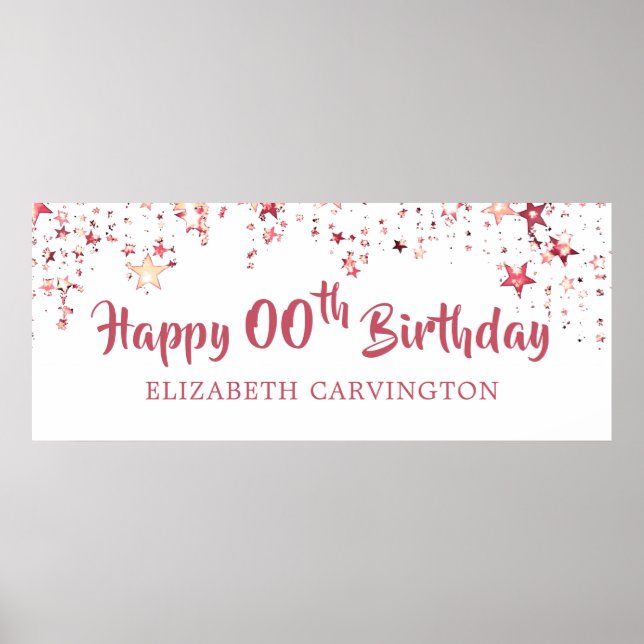 Póster FELIZ CUMPLEAÑOS DE CUALQUIER EDAD Rosa GASOLINA (Frente)