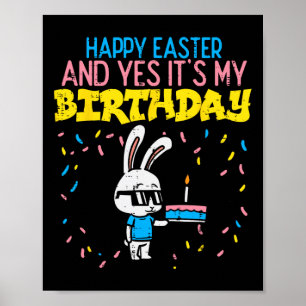 Póster Feliz cumpleaños de Pascua Bunny Cake Bday Fiesta