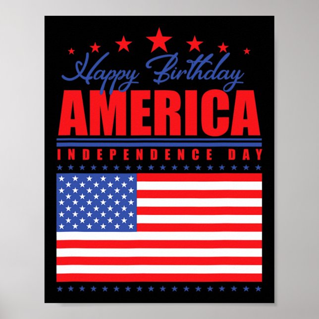Póster Feliz cumpleaños Día de la Independencia de Estado (Frente)