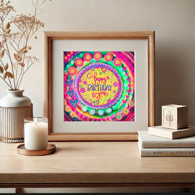 Póster Feliz cumpleaños, diversión amarilla, inespiritual (Subido por el creador)