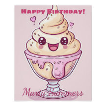 Feliz Cumpleaños Dondurma Helado Kawaii Cartoon