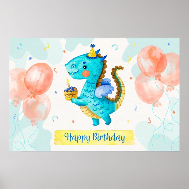 Póster Feliz cumpleaños Dragon (Frente)