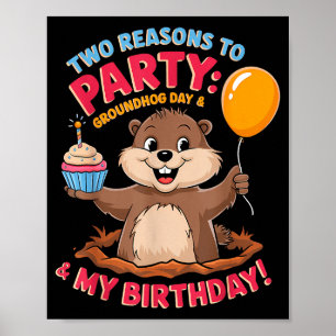 Póster Feliz Cumpleaños El Día De La Marmota 2025 Cumplea