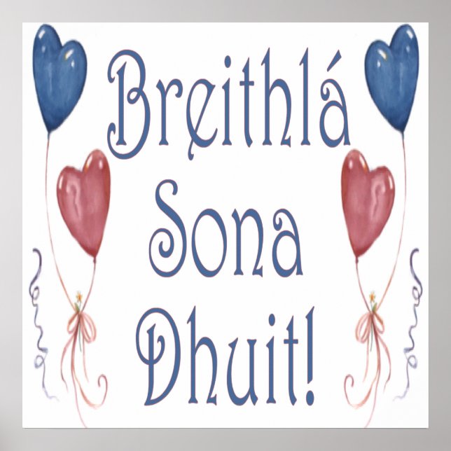 Póster ¡Feliz cumpleaños! en gaélico irlandés (Frente)