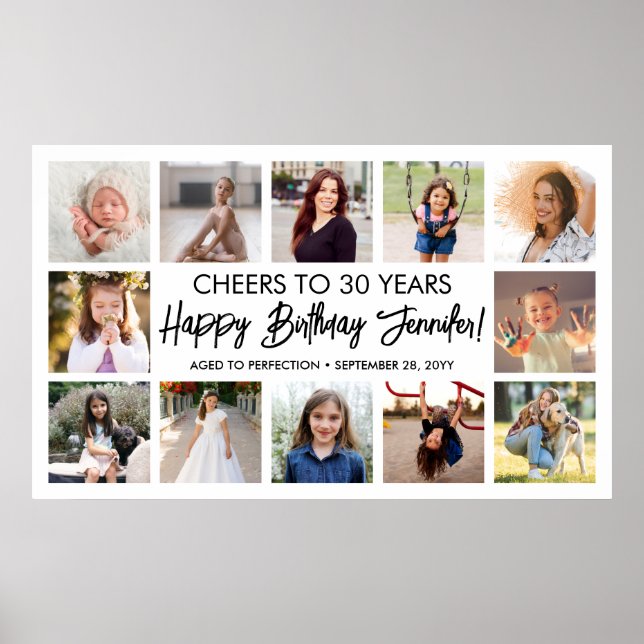 Póster Feliz cumpleaños, Fiesta de Collage de fotos de es (Frente)
