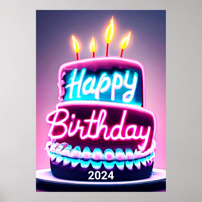 Póster Feliz cumpleaños, Fiesta de cumpleaños 2024 (Frente)