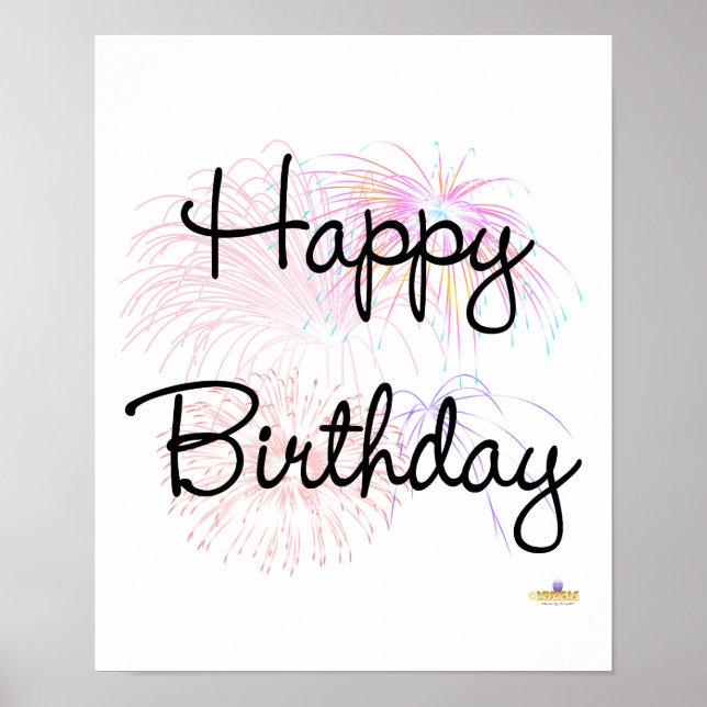 Póster Feliz cumpleaños Firworks (Frente)
